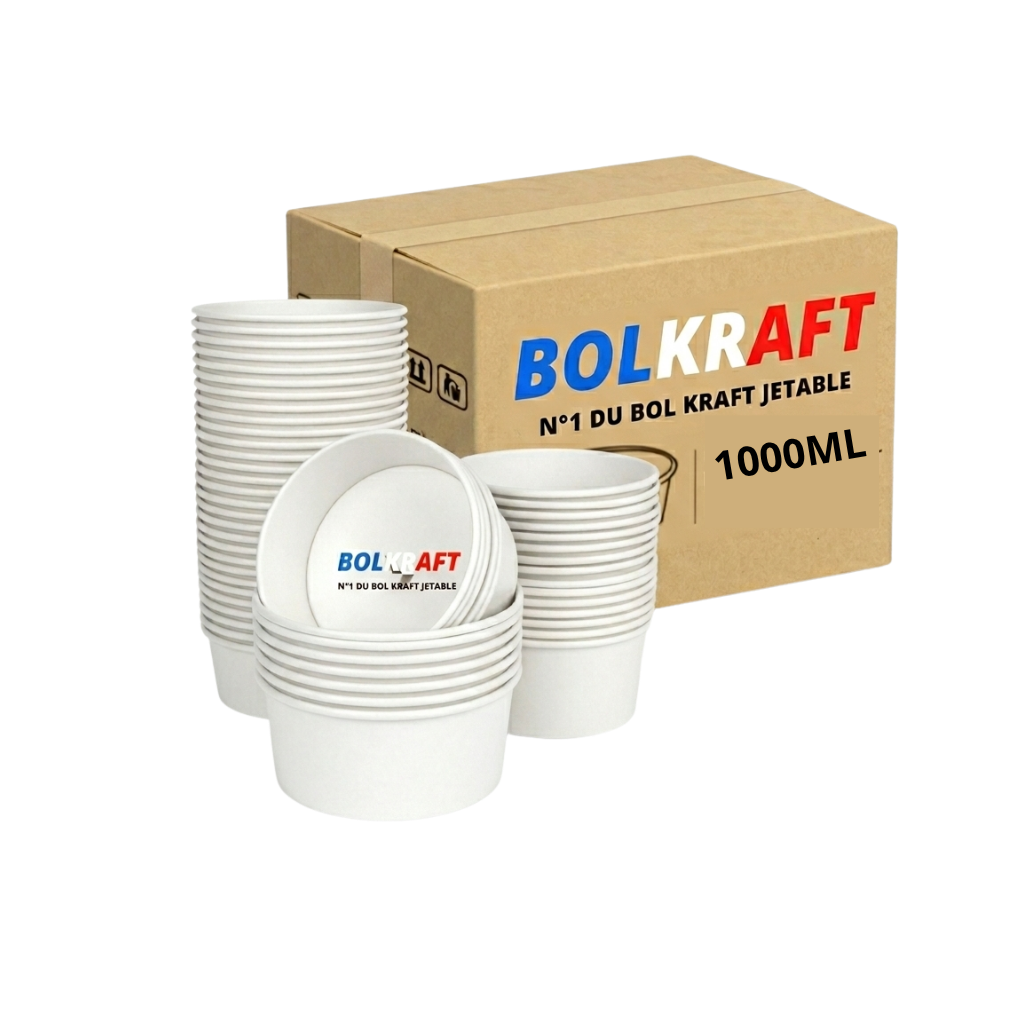 Gamme de bols kraft blancs pour une présentation contemporaine
