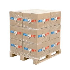 Palette de 7200 bols kraft jetables en cartons empilés BolKraft
