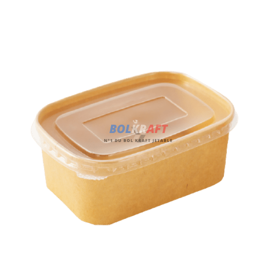 Pack bol kraft rectangulaire 850 ml avec couvercle