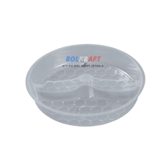 Insert séparateur PP à 2 parts pour poke bowl en bol kraft